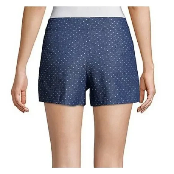 PARKER chambray pin dot polka dot cotton blue shorts Size Large NEW